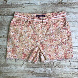 Vintage High Waisted Floral Mom Jean Shorts